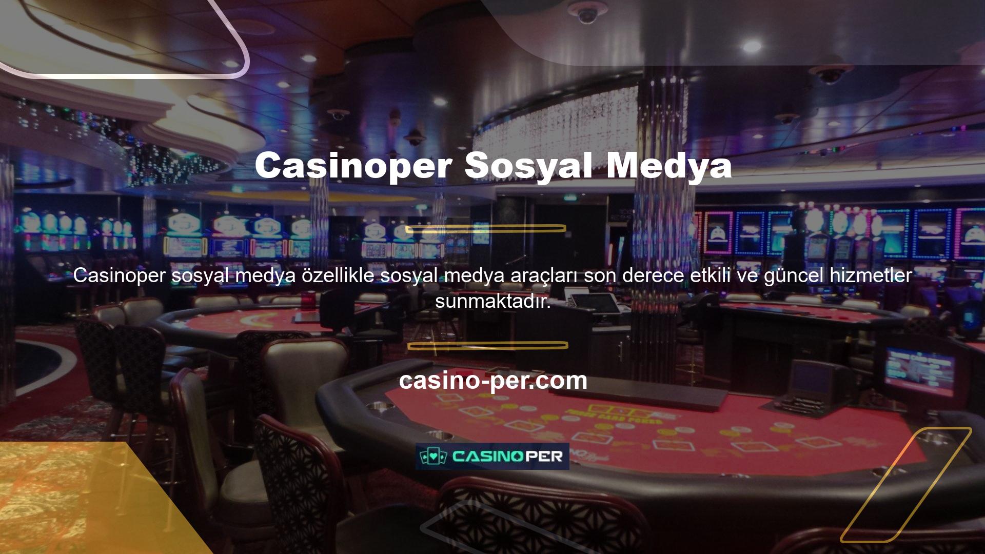 Sitenin kapatılmasının ardından üyeler, sosyal hesapları, blogları ve ana sayfaları üzerinden Casinoper yeni adres bilgilerine ulaşabilecek